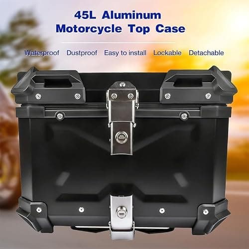 Aptliton 45L Aluminum Alloy Motorcycle Top Case, Waterproof, Dustproof, Shock Resistant, Anti-Theft Lock, Quick Release, Helmet Luggage Storage, Global Mounting for Motorbike/Scooter — view 4