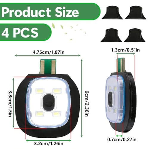 USB Rechargeable Light for LED Beanie Hat, 4 Pack Replaceable Headlamp for Knitted Cap, Super Bright Hands-Free Torch with 3 Modes, DIY Clip-On Light for Dog Walking, Night Running, Camping, Fishing — view 2