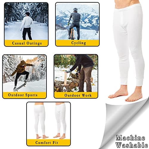 Heatwave® Pack of 2 Men's Thermal Trousers Long Johns Warm Underwear Baselayer Thermals, Medium White — view 5