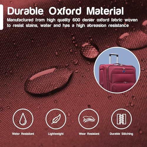 Aerostar Carry-on 20" Lightweight Soft Expandable Suitcase, Hand Luggage 4 Wheels & Combination Lock, 55x35x20cm | Accepted All Airlines easyjet, RyanAir, British Airways (Red, 32 litres) — view 6