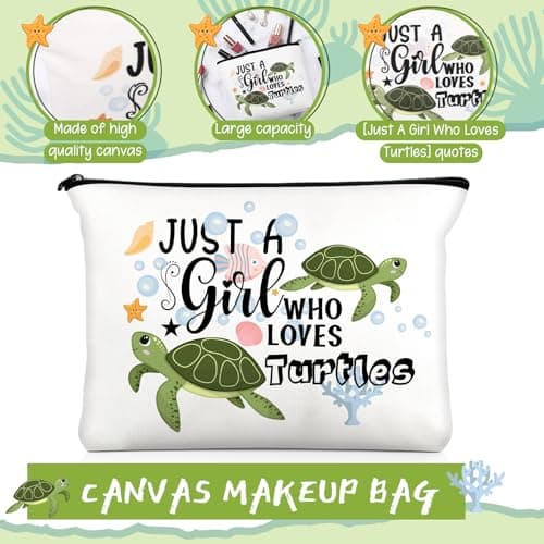Hestya 3 Pcs Turtle Gifts for Women Just a Girl Who Loves Turtles Lovers Gifts Set Includes Ballpoint Pen Makeup Bag and Stainless Steel Keychain, Birthday, Graduation, Thanksgiving, Christmas — view 3