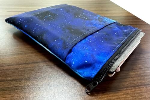 Kostoo Zipper Book Pouches, Travel Book Protector with Front Pocket for Paperbacks & Hardcovers, Washable Book Covers Case in Blue — view 2