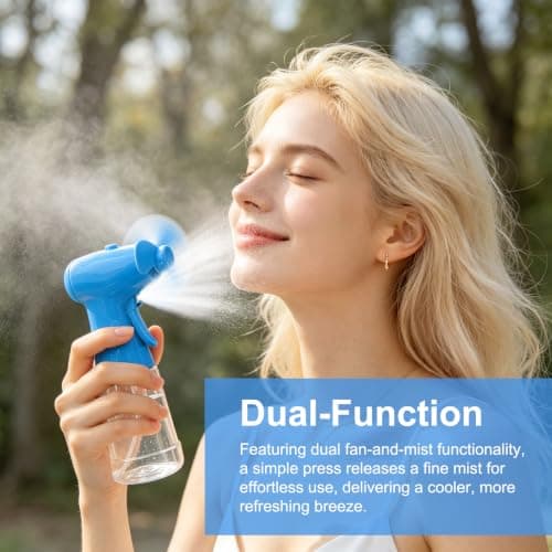 FounAwesome Handheld Water Mist Spray Fan, Portable Battery Powered 500ML Large Capacity Cooling Fan With Adjustable Nozzle, Personal Air Cooler For Travel Summer Beach Outdoor Use(2PCS Orange) — view 4