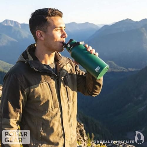 Polar Gear Insulated Water Bottle with Flip Straw - 800ml Forest Green — view 3