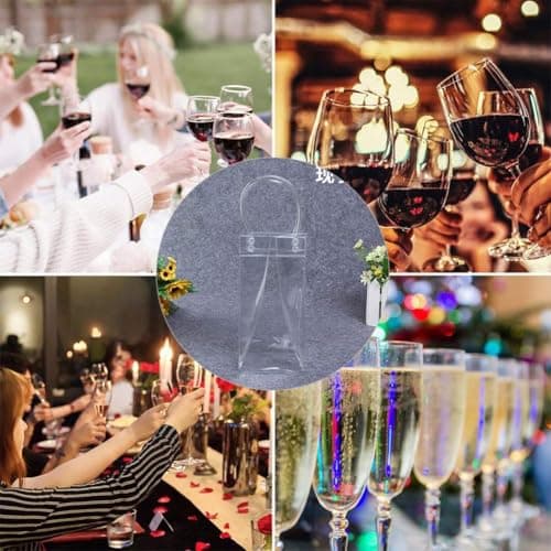 6 Pack Ice Bag Wine Cooler for Champagne Beer Red Wine Bottle Leakproof Wine Chiller Portable Clear PVC Wine Cold Bag with Carry Handle, Gel Carrier for Party Outdoor — view 5