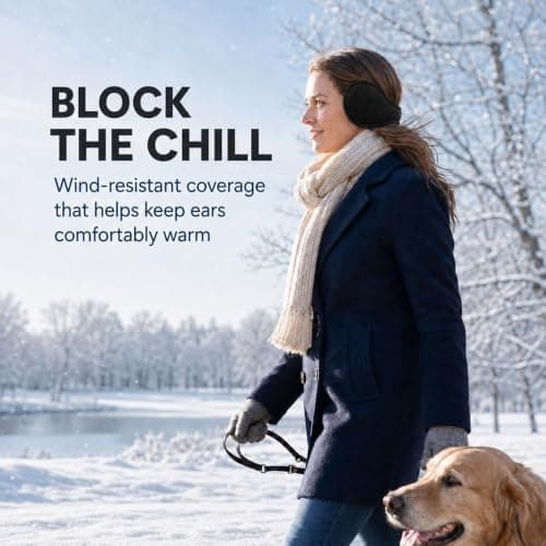 NWDEY 2 Pack Winter Warmers Ear Muffs for Women and Men，Black*Black — view 4