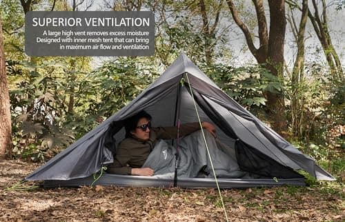 Nature Link Altair One Ultralight Backpacking Tent, 1 Person Trekking Pole Backpacking Tent, Waterproof, Compact, 3 Season, Double Wall Shelter for Backpacking, Camping, Hiking, Trekking — view 5