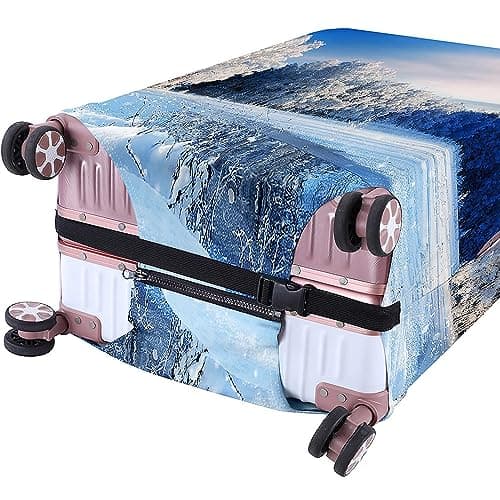 Hearda Winter Snow Landscape Suitcase Cover,Elastic Suitcase Covers,Quick Fix and Remove Luggage Cover,Anti-Scratch Travel Protector with Zipper,for 18-32 Inch Luggage (Winter,XL(29-32inch)) — view 2