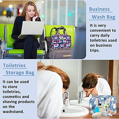 Toiletry Bag, Large Travel Hanging Make up Wash Bags, Portable Waterproof Cosmetic Bag, Light Blue White Bear Toiletry Kit, Bathroom Storage Case for Women Girls Ladies (Color Duck) — view 5