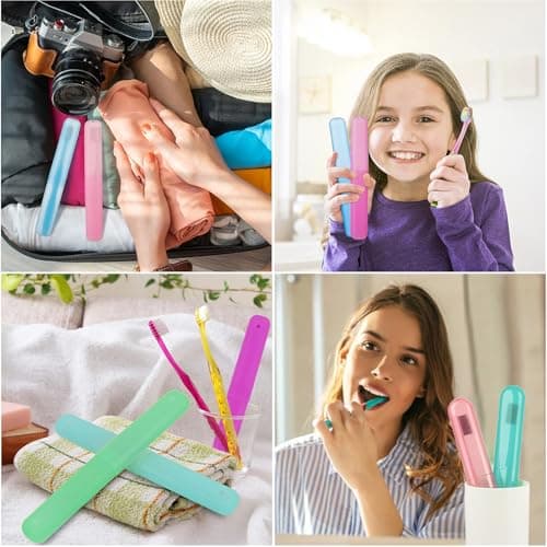 Eastrise Toothbrush Travel Case, Plastic Storage Cover Holder, 4-Pack, Multi-Colour (Pink, Blue, Green and Purple) (4 Pcs/4 Colour) — view 6