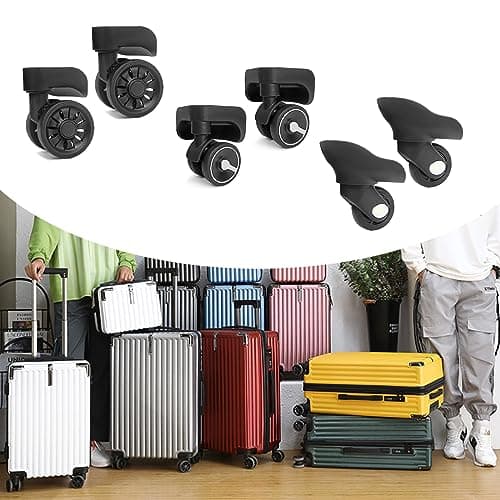1 Pair Heavy Duty Luggage Wheel Replacement Trolley Casters 360 Degree Suitcase Hardware Repair Set Trunk, W153 Black — view 2