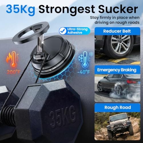 MagSafe Car Phone Holder, 35 kg Vacuum Suction Mount with 22 N55 Magnets — view 2