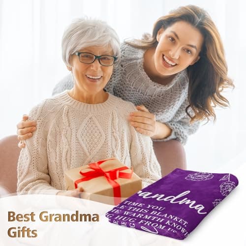Niyewsor Grandma Gifts, Grandma Floral Blanket 50" x 60", Purple — view 2
