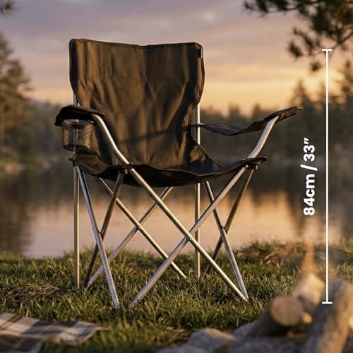 I LOVE FANCY DRESS Black Camping Chair – Lightweight Foldable Outdoor Chair with Cups Holder & Carry Bag – Single & Multipacks for Festivals, Camping, Fishing & Garden Use — view 3