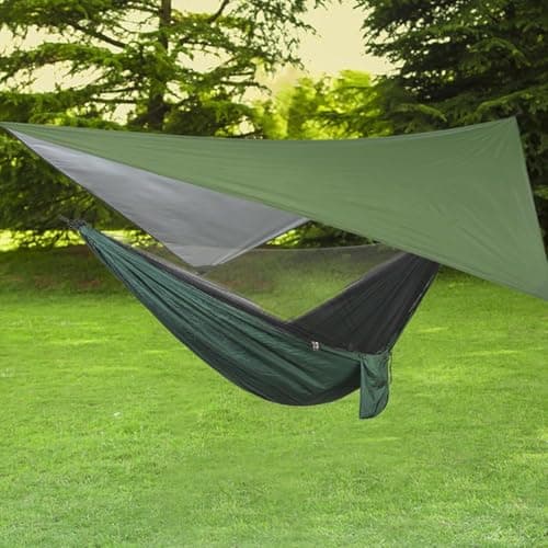 GIOTUK Hammock Rain Fly Tent Tarp 3x3m – Waterproof Camping Shelter with PU3000mm Coating, Anti-UV Lightweight Groundsheet, Multifunctional Outdoor Rain Sun Shade for Hiking & Travel — view 6