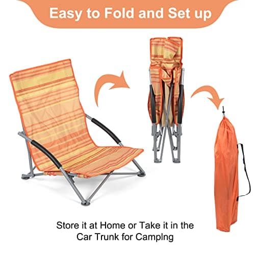 Unibos Low Folding Chair Lightweight Portable Camping Outdoor Beach Festival With A Carry Bag — view 5