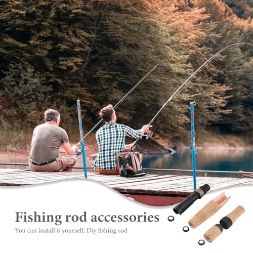 Alasum Fishing Rod Handle Set with Cork Reel Seat Sturdy Grip Replacement for DIY Rod Building Suitable for Travel and Beach Fishing Gear — view 3