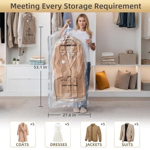 TAILI Hanging Vacuum Storage Bags, Vacuum Storage Bags for Coats, 4 Jumbo — view 3