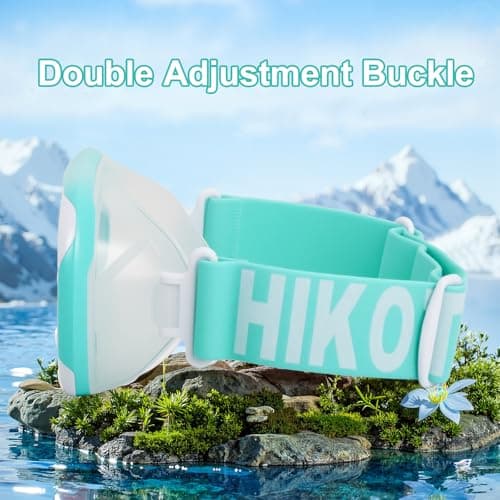 HIKOTEY Kids Snorkel Mask with Elastic Fabric Strap,180°Panoramic View Diving Mask With Tempered Glass Lenses,Anti-fog, Anti-leak Technology, Swimming Goggles Kids with Nose Cover for Age 4-16 Years — view 5