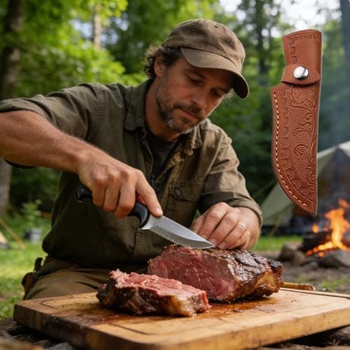 7 Inch Brown Premium Leather Knife Sheath for Chef Japanese Boning Knives — view 5