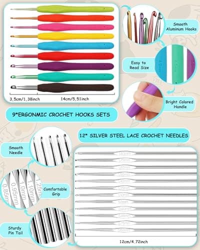 Aeelike Crochet Kits for Beginners Adults, Crochet Kit, Crochet Starter Kit with Instructions, Yarn and Bag, Crochet Hooks Kit, Crochet Beginners Kit for Kids, Crochet Kits for Adults Advanced UK — view 4