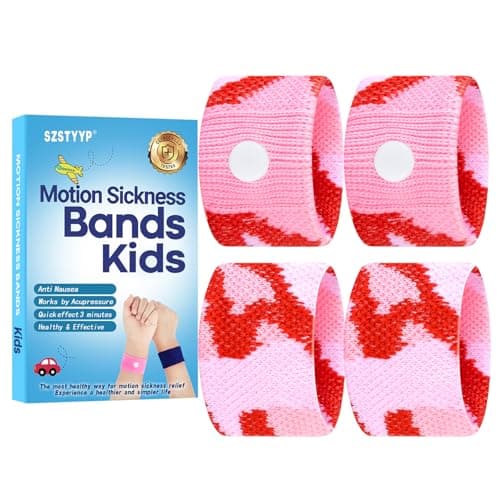 SZSTYYP Motion Sickness Bands for Kids Cruise Travel Essentials Anti-Nausea Acupressure Wristband for Morning Car Sea Sickness Wristbands for Kids…