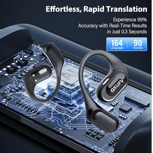 AI Language Translation Earbuds Real Time, 4-in-1 Bluetooth 5.4 Translator Earbuds, Supports 164 Languages & 7 Translation Modes with AI App, 50H Translator Device, Ideal for Travel/Business/Leaning — view 3