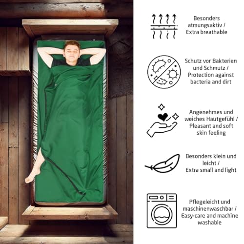 MIQIO 2-in-1 Sleeping Bag Liner and Lightweight XL Size Double Travel Bed Sheet — view 2