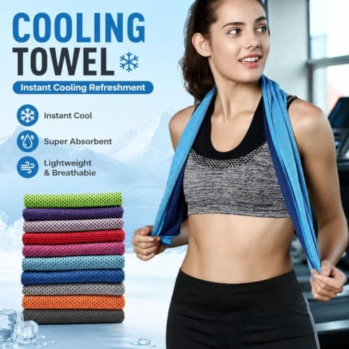 10Pack Cooling Towel,Soft Breathable IceTowel CoolingTowels,Microfibre CoolingTowel for Neck & Face,Quick Dry Gym Towel,Cooling Ice Towels for Women Men,SportsTowels for Running Yoga Camping,Fitness — view 2