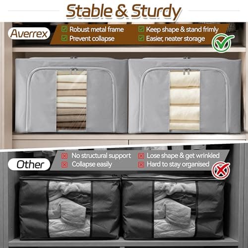 2 Pcs 66L Storage Boxes with Lid, Fabric Storage Bins with Clear Windows — view 5