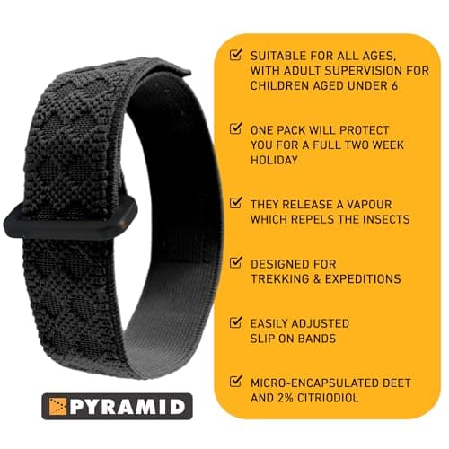 Pyramid Mosquito Repellent Bracelet with DEET. 4 Pack Mosquito Bands for Adults & Kids, Insect Repellent Bracelets with Up to 100 Hours Protection, Adjustable and Easy to Wear for Travel & Outdoors — view 2