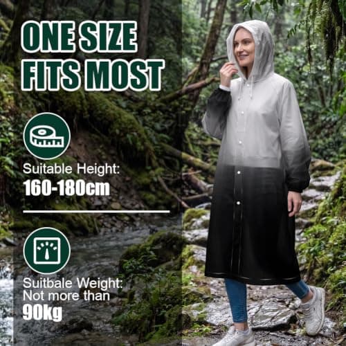 HOTUT Rain Poncho Raincoats for Adults, 2 Pack EVA Rain Poncho, Reusable Rain Jacket Rainwear with Hoods and Sleeves, Waterproof for Emergency,Camping, Hiking Travel, Amusement Parks, Festival Mac — view 4