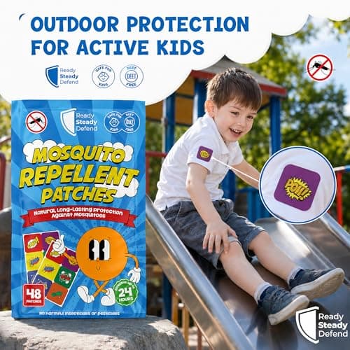 Mosquito Patches - Pack of 48, DEET-Free Mosquito Repellent for Kids, Long-Lasting Protection, Safe Alternative to Spray, Holiday Essentials for Kids, Perfect for Indoor & Outdoor Use - Boys Patches — view 6