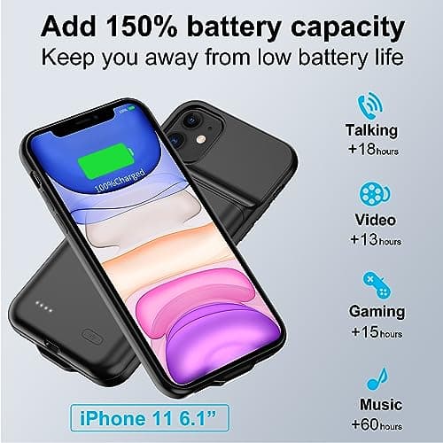MIGAFEI Battery Case for iPhone 11, 7000 mAh Ultra-Slim Portable Extended Charger Cover for iPhone 11 Charging Case — view 2