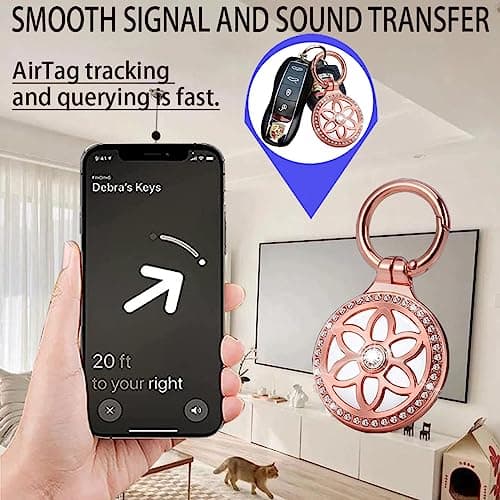 GKKBUFF Airtag Holder,AirTag Sleeve,Airtag Keychain Case,Apple AirTag Tracker,AirTag Key Ring,AirTag Protective Case,Airtag Keychain,Metal Jewelry Badge AirTag Case for Kids Boys Women (1*Rose) — view 4