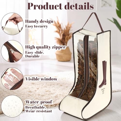 XLIUAX 2 Set Boot Bags, Portable Tall Boots Shoe Carry Storage Dust Proof — view 5