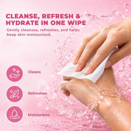 Big Dealz Super Mini Travel Wet Wipes, Sensitive, 8 Pack (64 Wipes), Pink — view 4