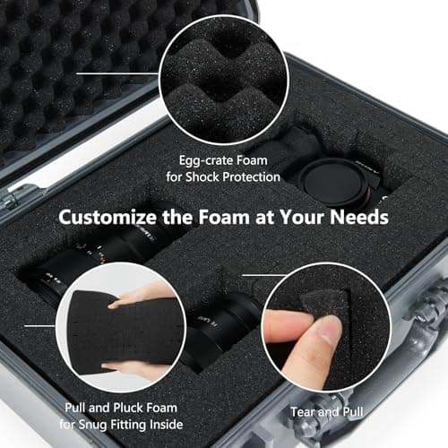 COSTWAY Portable Waterproof Hard Case, Compact Camera Case with Customizable Fit Foam, Dustproof Protective Tool Box for Electronics, Drones, Camera and Lens (Grey, 13 Inch, 34x31x16cm) — view 4