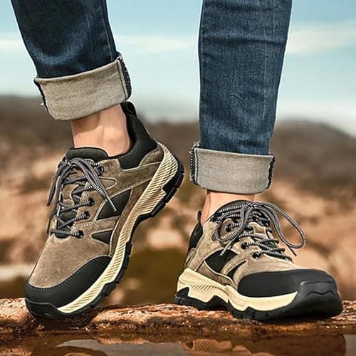 Maskjuwio Men's Hiking Shoes, Waterproof, Non-Slip Sports Shoes, Outdoor Trekking Shoes, Lace-Up Trainers, Shock Absorption, Rebound Trail Running Shoes, Leisure Fitness Shoes, Jogging, Walking Shoes — view 2