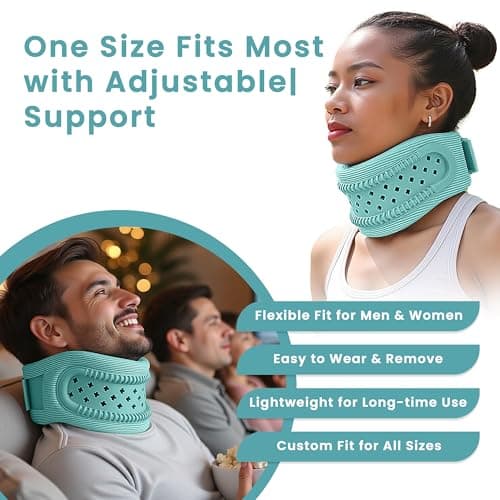 Neck Brace for Neck Pain and Support, Neck Support for Neck Pain Breathable Cervicorrect Brace Adjustable Soft Silicone Foam, Cervical Collar for Sleeping, Relieving Spinal Pain Pressure (Mint) — view 5