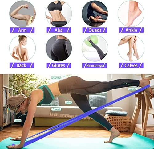 GIEMIT Resistance Bands Set,TPE Elastic Bands with 4 Resistance Levels (Light to X-Heavy)，Exercise Bands for Recovery, Physical Therapy,Fitness,Yoga,Pilates,Rehab,Strength Training — view 4