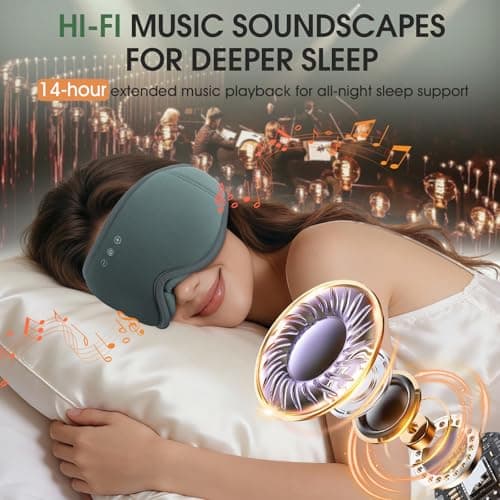 MUSICOZY 3D BambooCotton Sleep Mask Headphone for Side Sleeper 100%Blackout — view 5