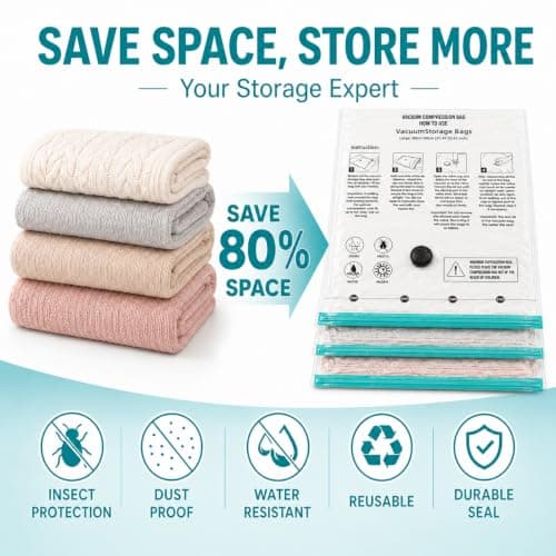 Vacuum Storage Bags for Clothes with Pump, 10 Pack Compression Seal Bags — view 5