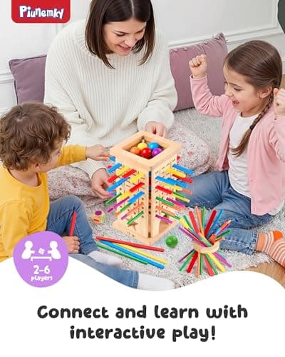 Montessori Toys Wooden Board Game for Kids – Fine Motor Skills Toy for Ages 3-6, Travel Family Game with 42 Colourful Balancing Sticks & Balls, Fun Gift for Boys Girls — view 4