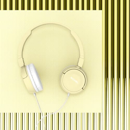 Roxel RX110 Lightweight Wired Foldable Headphones with Mic & Volume Control, On-Ear Headphones, Ergonomic Design, Answer Incoming Calls, Compatible with Android and IOS Devices (Yellow) — view 3