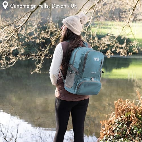 Trail Foldable Backpack, Lightweight Packable Rucksack, 20L, Teal — view 2
