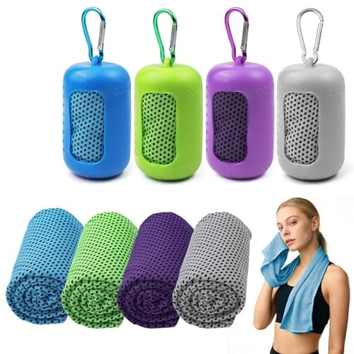 Ice Cooling Towel 90x30cm with Silicone Case Carabiner, for Hot Weather