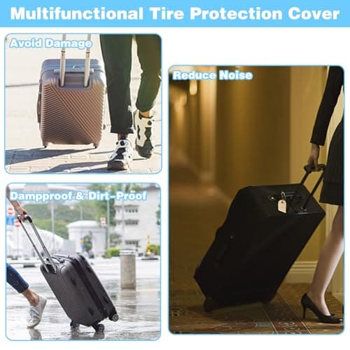 CANIPHA 8Pcs Luggage Wheel Covers, Silicone Luggage Cover Protector Suitcase Wheel, Silent Protection Compartment Protection for Suitcase (Black) — view 5
