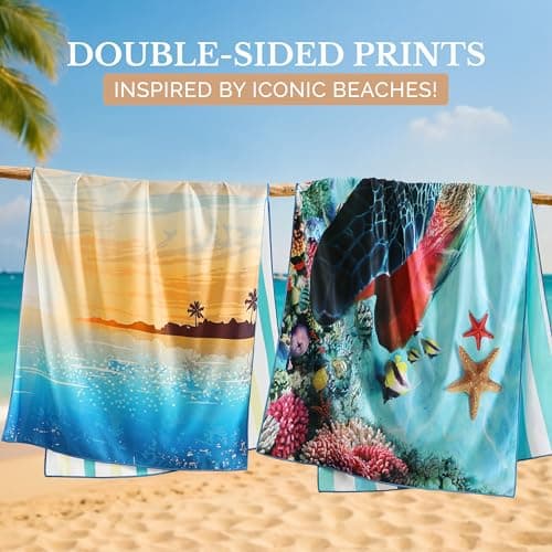 Casa Platino 6-Pack Oversized Beach Towels – 71"x32" Lightweight, Sand-Free Microfiber – Quick-Dry, Double-Sided Printed Towels for Pool, Swim, Travel, Camping & Beach Essentials – Lucky Bay — view 6