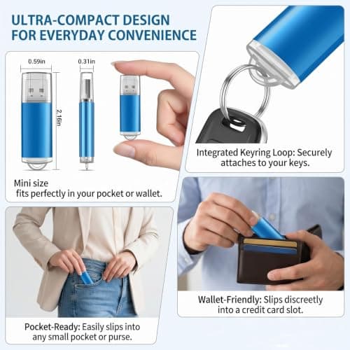 jiqichimao 5 Pack 16GB Blue Plastic USB Flash Drive, USB 2.0 usb drive — view 2